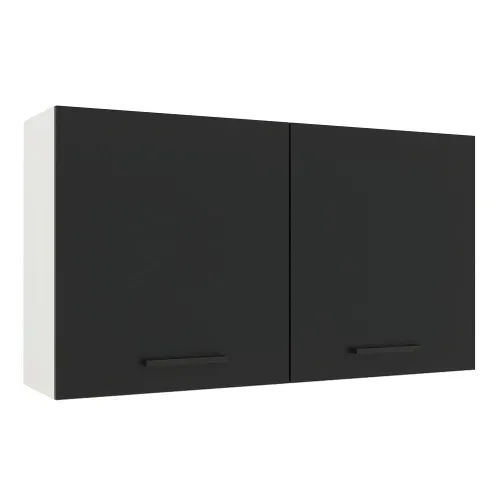 Armário Aéreo Madesa Agata 120 cm 2 Portas Branco/Preto