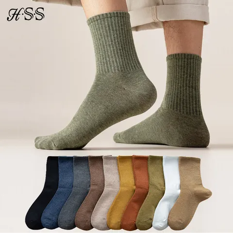 5/10 pares 95% meias de algodão penteado homens vestido de negócios meias longas macio respirável primavera verão colorido meia para homem 5 pares/lote