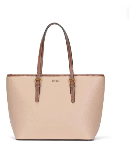 Bolsa Shopper Santa Lolla Bege Alças Marrom Caramelo
