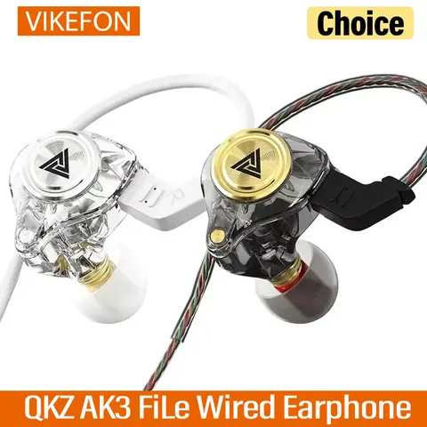 Qkz ak3 le fone de ouvido com fio com microfone alta fidelidade monitor música baixo fones com cancelamento ruído para esporte jogos