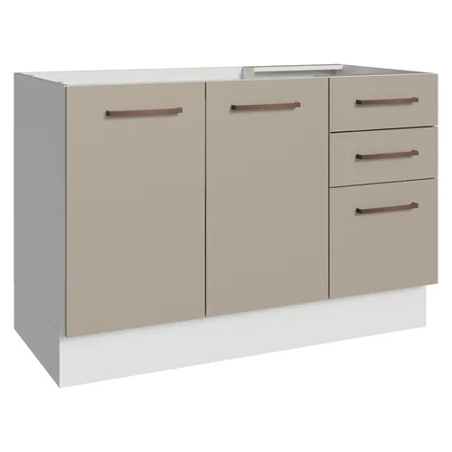 Balcão Gabinete de Pia 2 Portas e 3 Gavetas Branco/Crema Agata Madesa