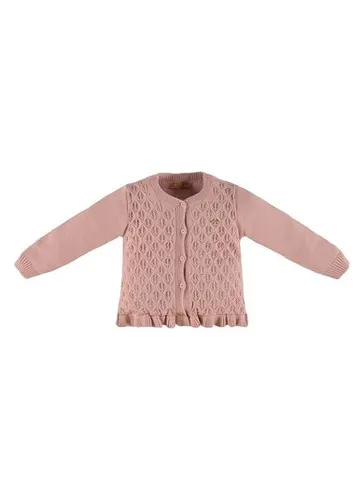 Casaco Infantil para Meninas em Tricot Rosa