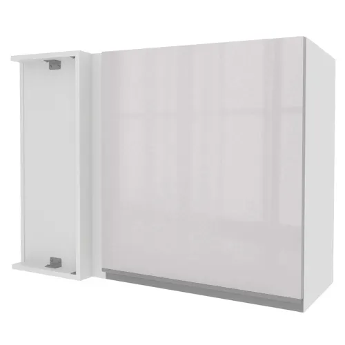 Armário Aéreo de Canto Madesa Acordes 100% MDF 1 Porta Branco Brilho