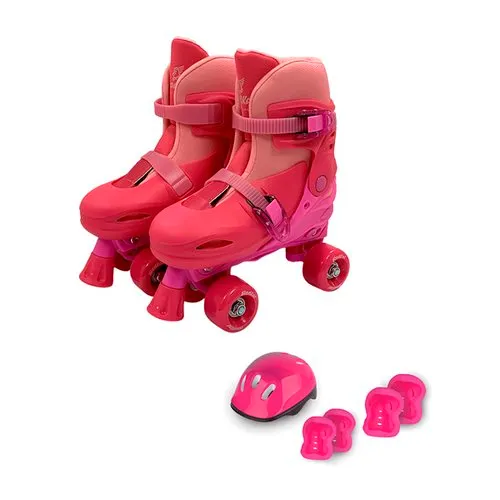 Patins 2 em 1 Ajustável com Acessórios Rosa - Fênix - 34 a 37
