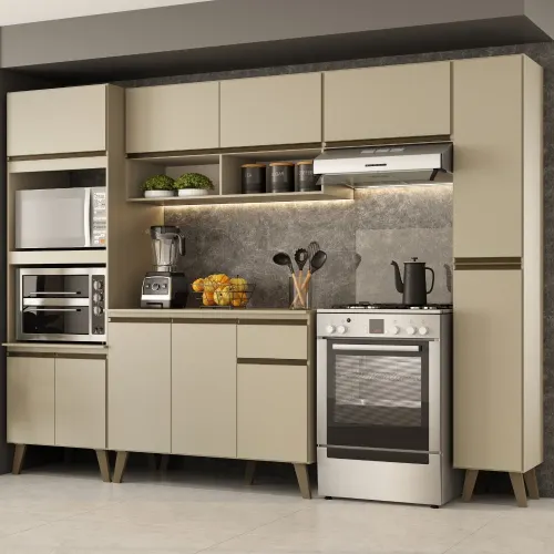 Armário de Cozinha Completa Atlanta Plus Amêndoa