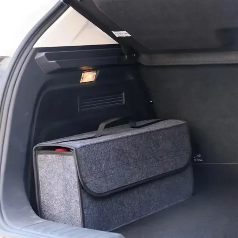 1PC Caixa Organizadora de Feltro Cinza Escuro para Carro, Bolsa de Armazenamento para Carro, Caixa Organizadora de Feltro Macio Ampliada e Espessada, Caixa Organizadora Doméstica