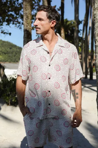 Camisa Manga Curta Masculina Estampa Pitaya