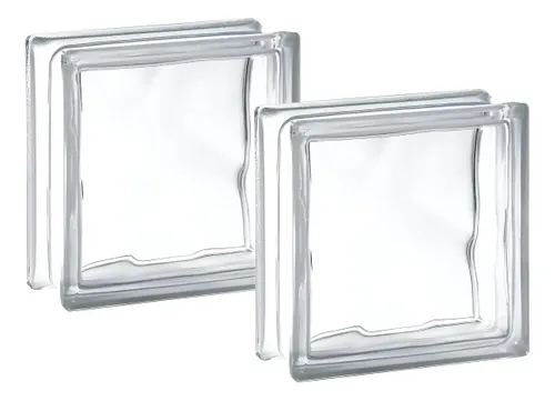 Kit 2 Tijolos de Vidro 19x19 Bloco Incolor Transparente
