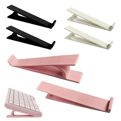 1 par de suportes elevadores portáteis para teclado, acessórios para ajustar o ângulo do teclado, elevador de teclado para computador, suporte de monitor em plástico.
