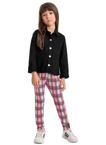 Calça Legging Xadrez Infantil Meninas (Rosa Pink) Quimby