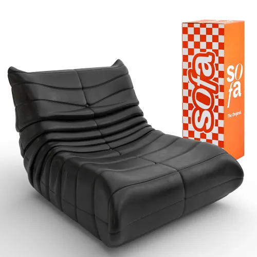 Poltrona Design 1973 Preta Courino 1 unidade Sofá na Caixa