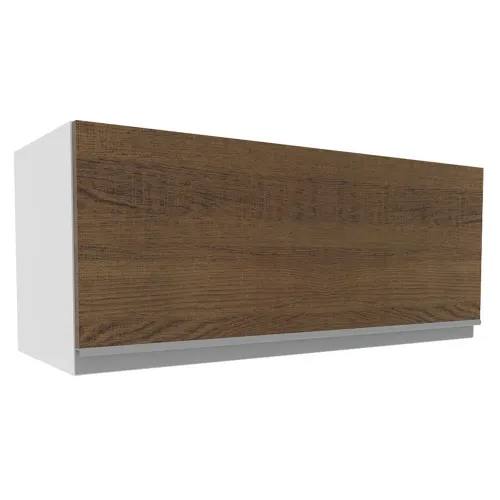Armário Aéreo Madesa Acordes 100% MDF 80 cm 1 Porta Basculante Branco/Rustic