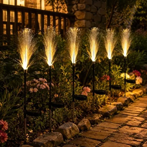 Luminária Solar de Jardim em Formato de Palha LED, Luz de Estaca para Gramado, Iluminação Externa à Prova d'Água para Caminhos e Decoração de Jardim