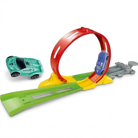 Carrinho Lançador Pista 360 Graus Plástico 2 Carrinhos First