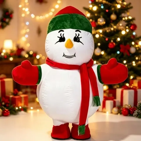Fato de mascote de boneco de neve insuflável, para adultos, um traje atraente, ideal como presente de aniversário, para o Natal, carnaval ou festas temáticas.