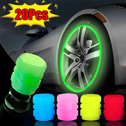 Tampas de válvula luminosas fluorescentes noturnas, tampas de válvula de pneu de carro, motocicleta, bicicleta, decoração brilhante, bicos de roda, tampa de pneu, acessórios de carro
