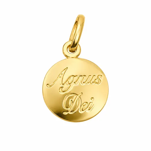 Pingente Mini Agnus Dei Redondo 8 mm em Ouro 18K