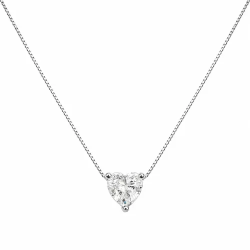 Colar 45 cm Prata 5,5 mm com Zircônia Coração