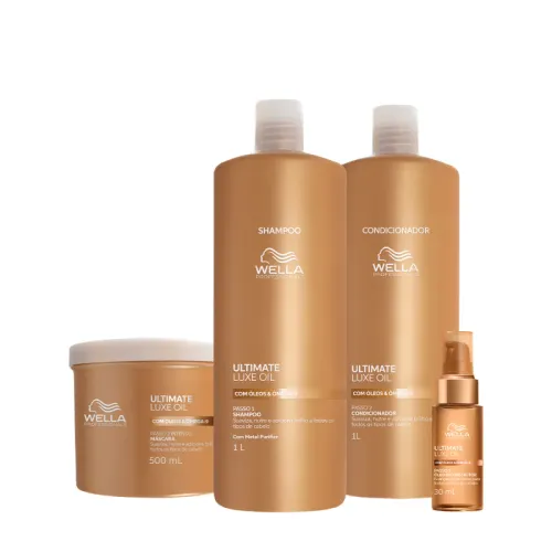 Kit Wella Professionals Ultimate Luxe Oil Shampoo Condicionador Máscara e Óleo 4 Produtos