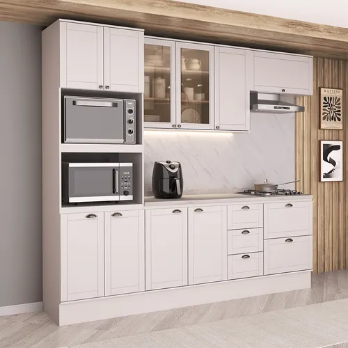 Armário de Cozinha Completa com Balcão Milla Max Carraro Branco