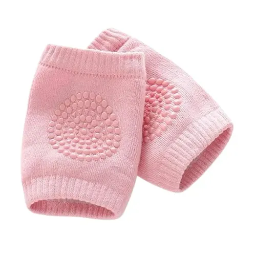 Joelheira para Bebê Engatinhar Antiderrapante meia Infantil protetor joelho 1 Par cor Rosa