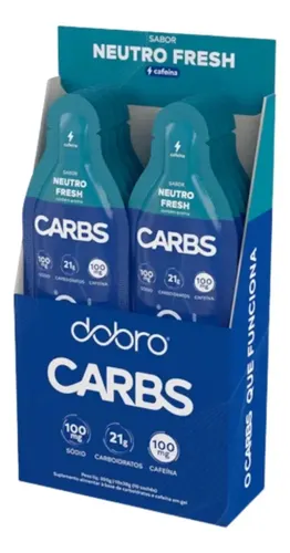 Suplemento em gel Dobro CARBS Carboidratos Maltodextrina sabor com Cafeína 10x30g