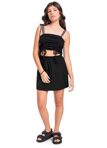 Top de Alcinha em Ribana Juvenil (Preto) Gloss