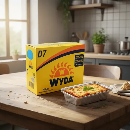 Bandejas de Alumínio Descartáveis Wyda Retangular 750ml C/ Tampa 100un