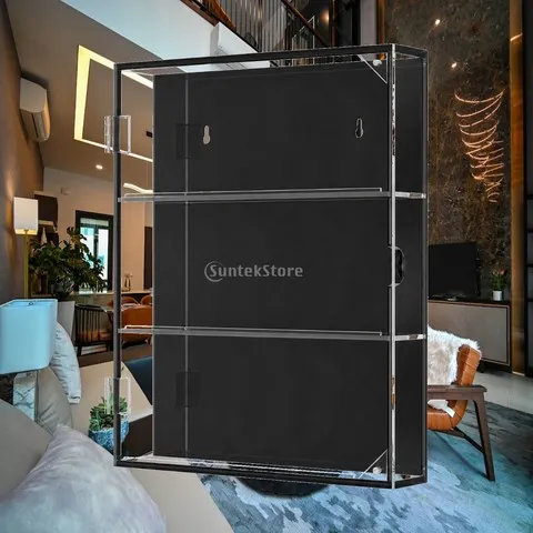 Vitrine de Acrílico para Cartas Colecionáveis com Porta, Montada na Parede, para Cartas de Beisebol Classificadas e Suporte para Artigos Esportivos