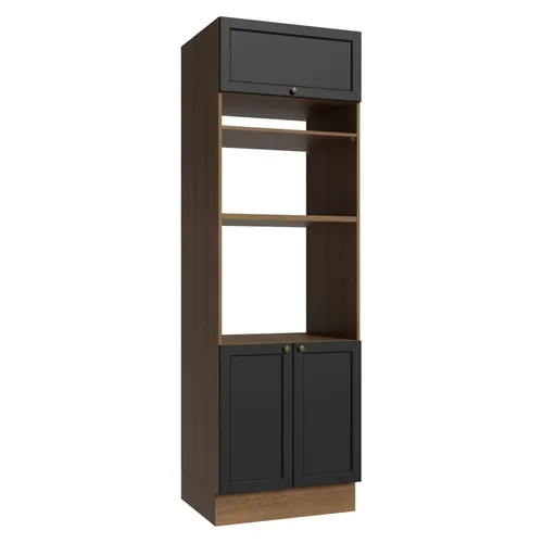 Torre Quente 70 cm 3 Portas Rustic/Preto Vik Madesa