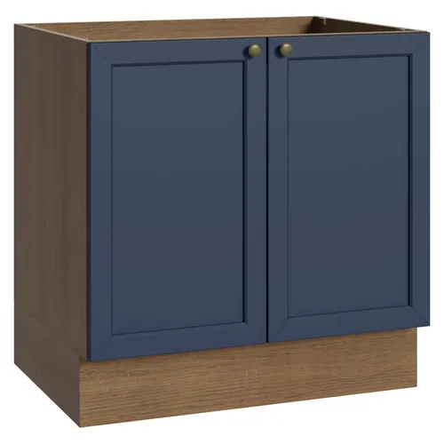 Balcão de Cozinha 80 x 60 cm 2 Portas (Sem Tampo) Rustic/Azul Vik Madesa