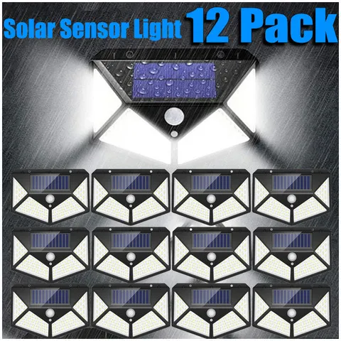 Solar Street Light com sensor de movimento PIR, lâmpada de parede exterior, luz solar para jardim e pátio, nova atualização, 12 PCs, 8 PCs, 6 PCs, 4 PCs, 2 PCs, 1PCs