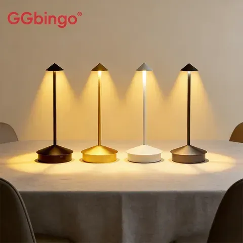 Lâmpada de Mesa LED Recarregável GGbingo com Sensor de Toque, Luminária para Restaurante, Bar, Quarto, 3 Temperaturas de Cor, Dimerização sem Passos