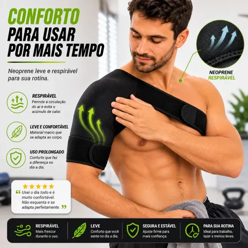 Ombreira Ortopédica Ajustável Suporte Lesão de Ombro Unissex Preto Único