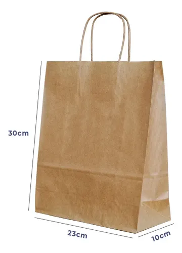 Sacola Papel Kraft M 23x30x10cm 50und Acesso Monolúcido Embalagem Presente Bolsa Ecológica Alça Torcida