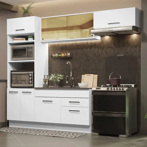 Armário de Cozinha Completa 270cm Branco Agata Madesa 04