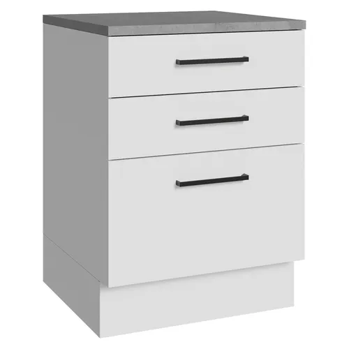 Balcão Madesa Agata 60 x 60 cm 3 Gavetas (Com Tampo) Branco