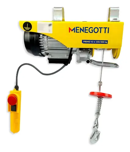 Talha Guincho Elétrico de Coluna 150/300kg Uso Continuo Cor Amarelo Quantidade de Cordas 1 Menegotti