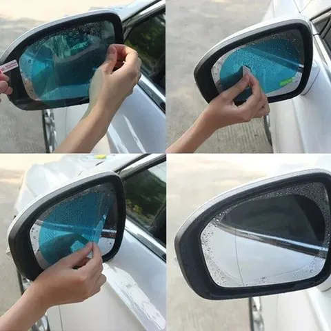 2 pçs universal anti-nevoeiro anti-reflexo à prova de chuva ajuste do carro espelho retrovisor guarnição filme capa peças exteriores acessórios de vidro do carro