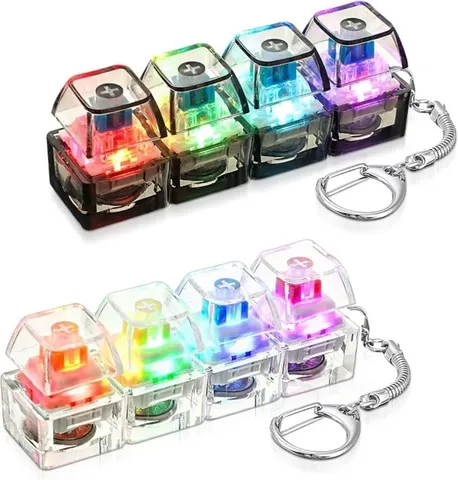 Brinquedo de Botão LED Clicável para Alívio do Estresse, Chaveiro de Teclado Iluminado para Pessoas com Ansiedade, Acessório de Mesa de Escritório