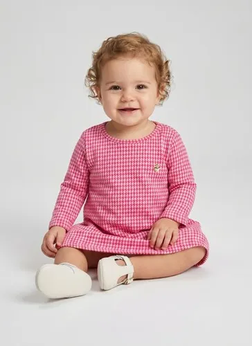 Vestido Bebê em Interlock Pied Poule (Rosa) Guloseima