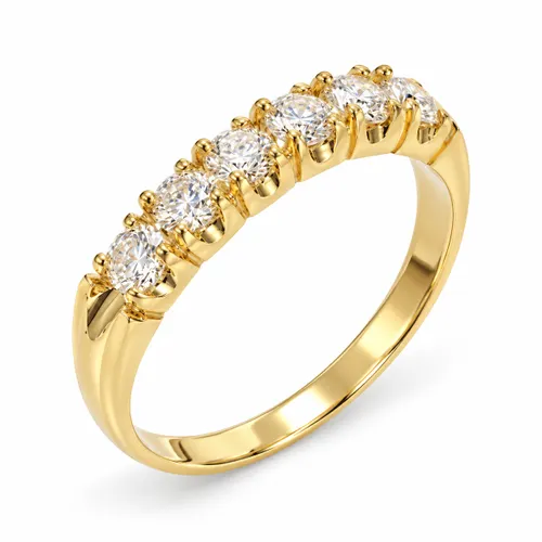 Anel Meia Aliança com Diamantes em Ouro 18k