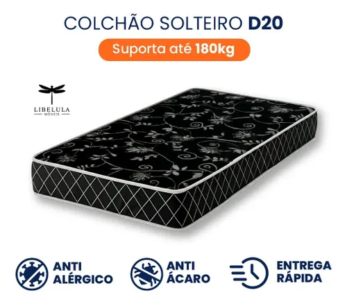 Colchão para Cama de Solteiro com Espuma D20 188 X 78 Cm - Libelula Móveis