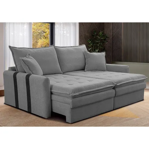 Sofá Baú sem Caixa Retrátil SoftGel Bonnie Bouclê Cama inBox