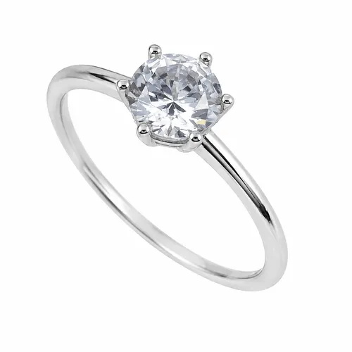 Anel 6 mm Prata Solitário com Zircônia e 6 Garras