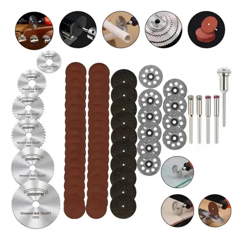 Kit com 67 Acessórios para Micro Retífica e Furadeira, para Corte e Lixamento