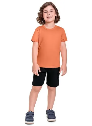 Camiseta Básica Infantil em Meia Malha para Menino (Laranja) Bee Loop