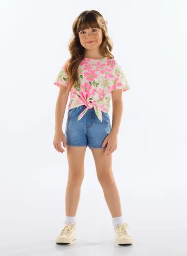 Blusa Infantil Feminina em Cotton Estampado Off White
