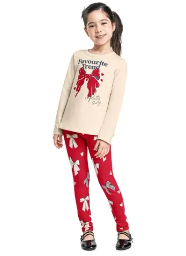 Conjunto Favourite Trend para Menina com Blusa e Calça Legging (Bege) Bee Loop