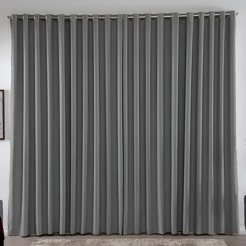 Cortina 3,00x2,50 Metros Blackout Blecaute Cinza Corta Luz em Tecido Grosso para Quarto e Sala Casa Laura Enxovais